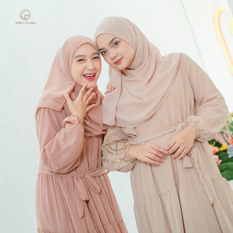 Zalwa Set Syari Gamis Set Hijab Pashmina Terbaru Dress Mewah 3