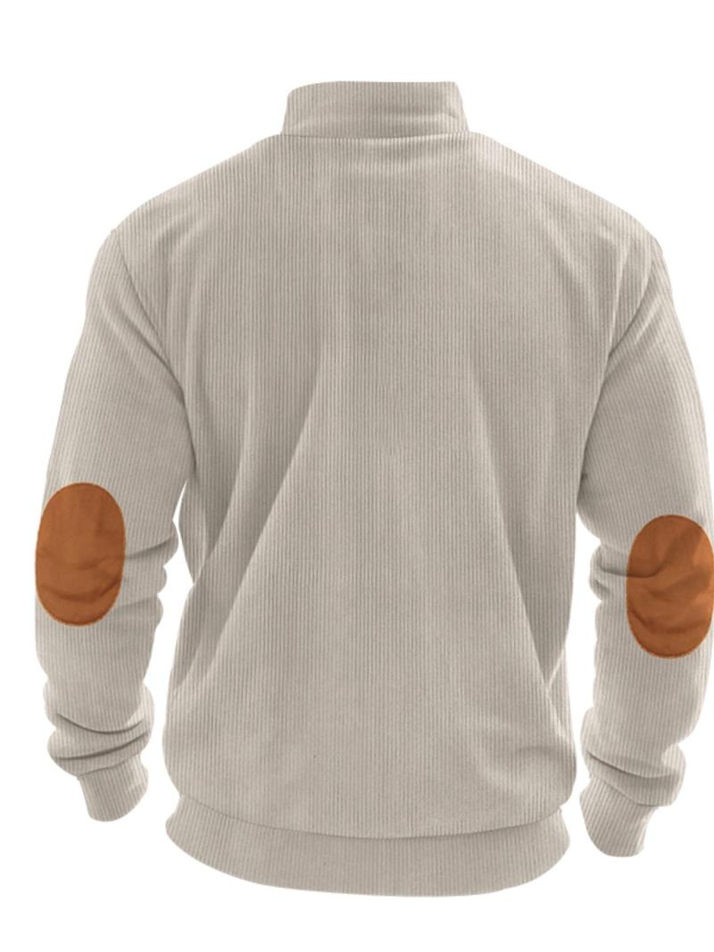 Product Introduction of Men's Solid Quarter Zip Collar Sweatshirt, Regular Fit Casual Long Sleeve Pullover for Fall & Winter, Men's Clothes for Daily Wear 9