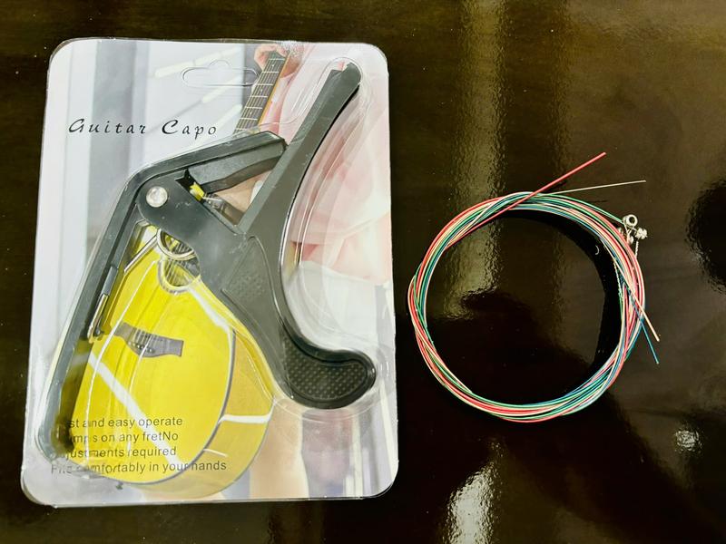 [ Combo ] Capo Guitar Và 1 Bộ 6 Dây Đàn Nhiều Màu ( Dây Sắt Nhiều Màu, Capo dùng được cho cả Acoustic và Classic )
