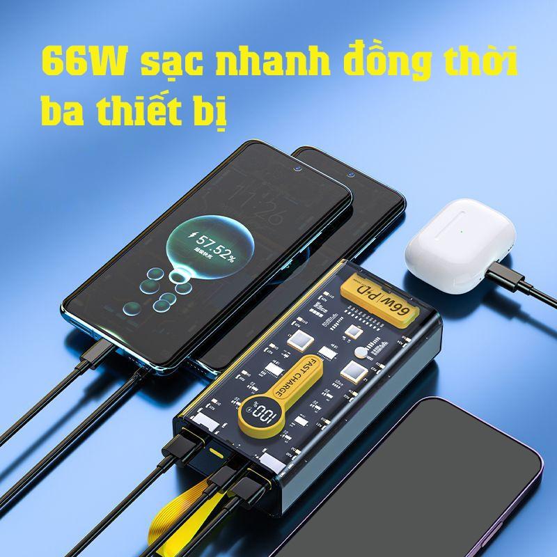 Pin sạc dự phòng 20000mAh 120W sạc siêu nhanh, dung lượng lớn, sạc an toàn, thiết kế trong suốt, Fusion X. 7