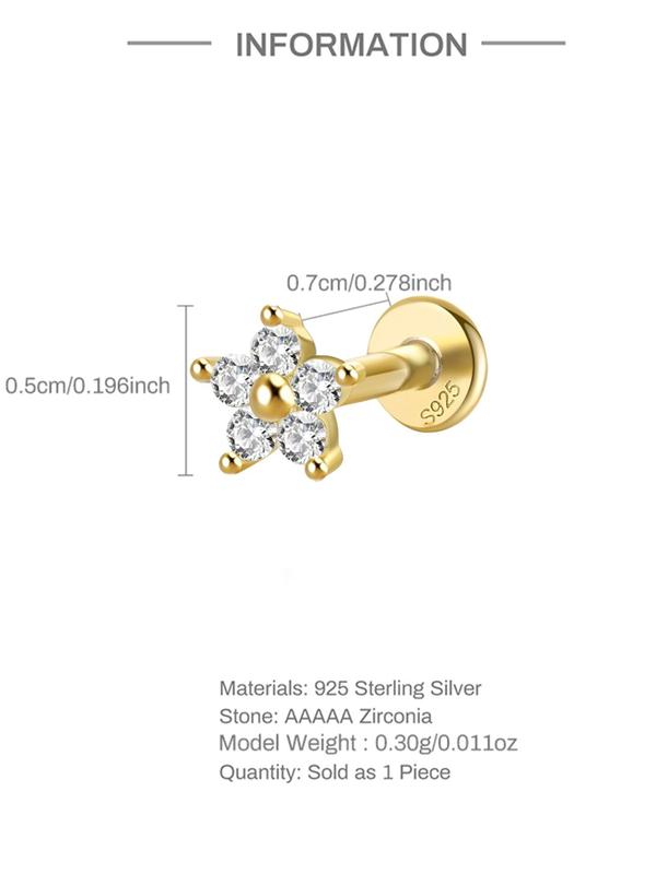 S925 Sterling Silver Flower Rhinestone Design Earrings for Women, Fashion Jewelry for Party, Daily Clothing Decor, Trendy All-match & Exquisite Jewelry for Birthday Gift 1