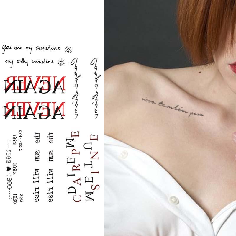 Cute Cartoon Animal & English Short Sentence Pattern Temporary Tattoo Sticker, 62pcs/set Waterproof Long Lasting Fake Tattoo Sticker, Body Art Decoration for Women & Girls 4
