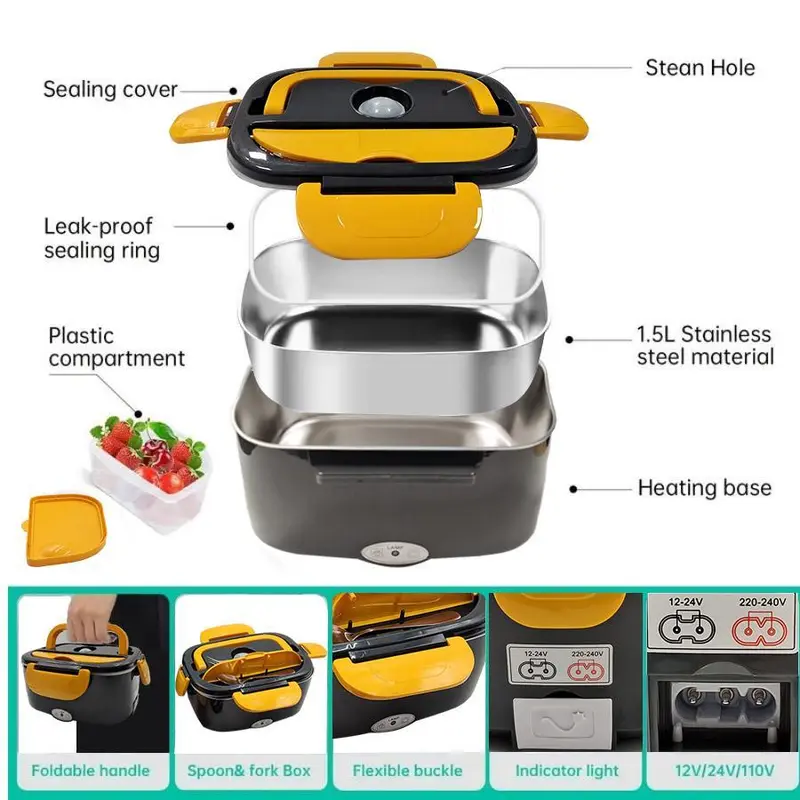 3 in 1 Electric Lunch Box, 12V 24V 220V Portable Food Heater Box, Food Warmer, Household Kitchen Appliances for Home Office Car Use, Excellent Home Appliances, Kitchen Appliances, Kitchen Gadgets 2