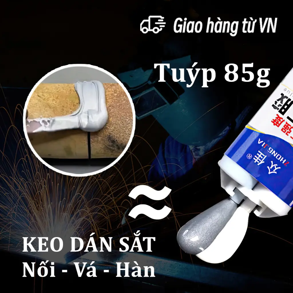 Keo đúc 100mL (kèm theo thanh đẩy và bàn chải) Keo hàn nối vá sắt, thép, kim loại, dán hàn mọi bết nứt vỡ