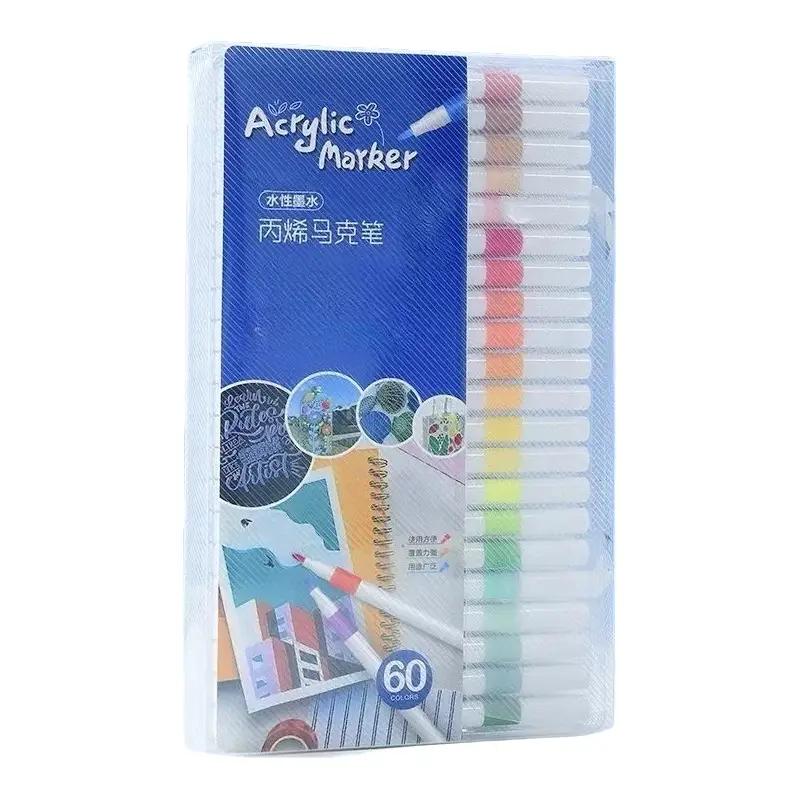 Bút 60 Màu Acrylic Marker Cao Cấp Đầu Nhỏ - Chống Thấm Nước Vẽ Lên Được Nhiều Chất Liệu