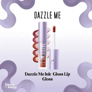 DAZZLE ME Ink-Gloss Lip Gloss Tinted Stain Tint Watery Ink Gel Moist Hydrating Glossy Plumpy Finish Stained High pigmented Lipstick Bibir