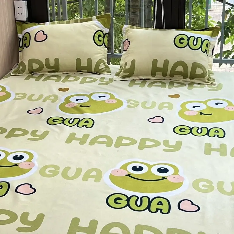 Bộ Ga Gối ( 1 ga kèm 2 vỏ gối nằm ) nhiều Mẫu, Ga bo chun đầy đủ kích thước 3