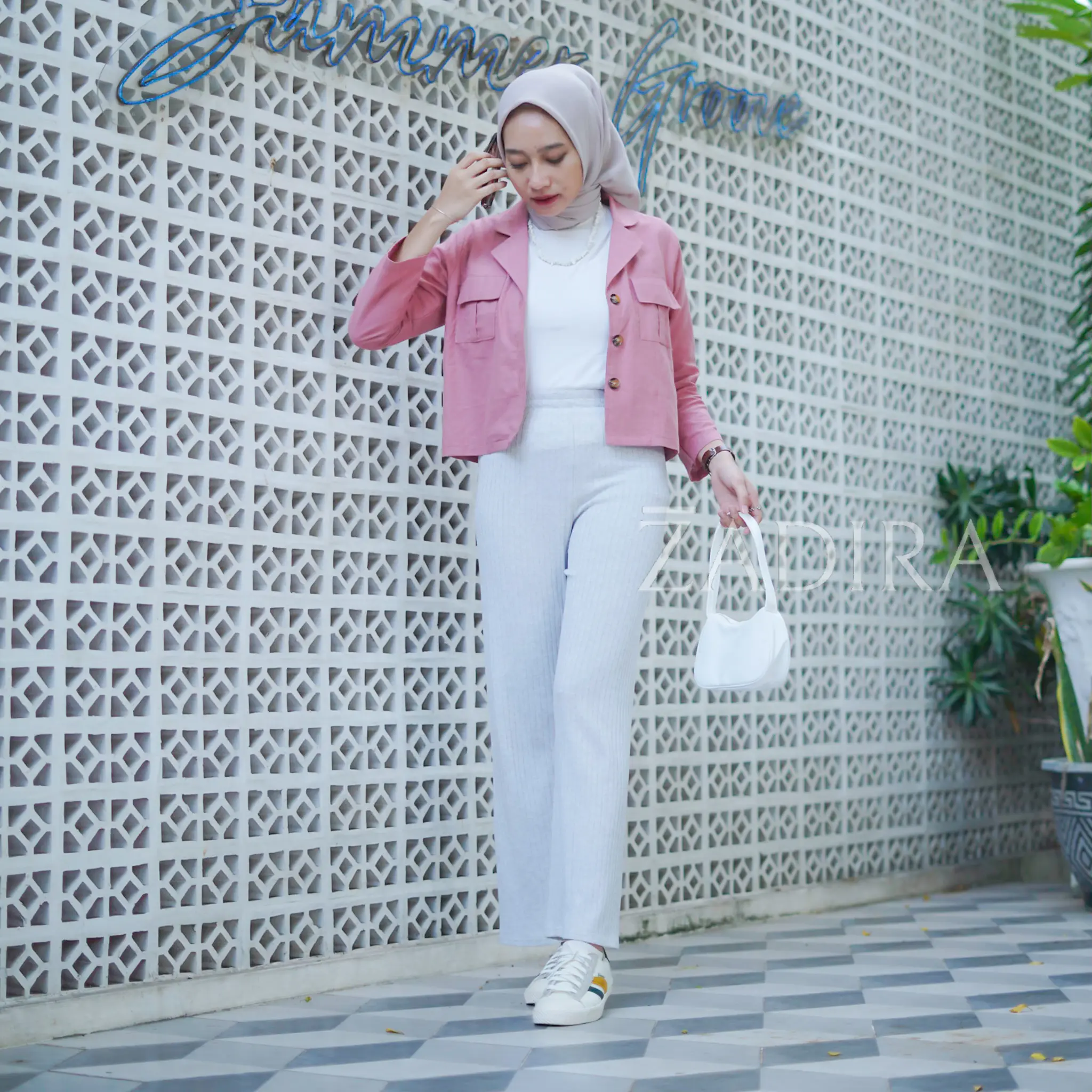 BLAZER MAURA CROP LINEN RAMI TERBARU | OUTER TERBARU TERLARIS  | BLAZER KERJA - (LOCAL) by ZADIRA.ID