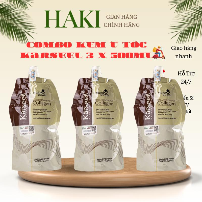 Combo 1-3 Bịch Kem Ủ Tóc Dưỡng Tóc Tại Nhà Karseell Keratin Macca Power Dung Tích 500Ml Collagen Women Nữ Chăm Sóc Tóc 0