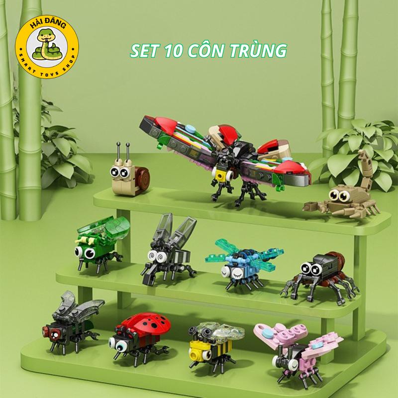  Đồ chơi lắp ráp Set 10 bộ mô hình các loài động vật vô cùng vui nhộn đáng yêu   10 bộ nhỏ ghép được 1 bộ to   