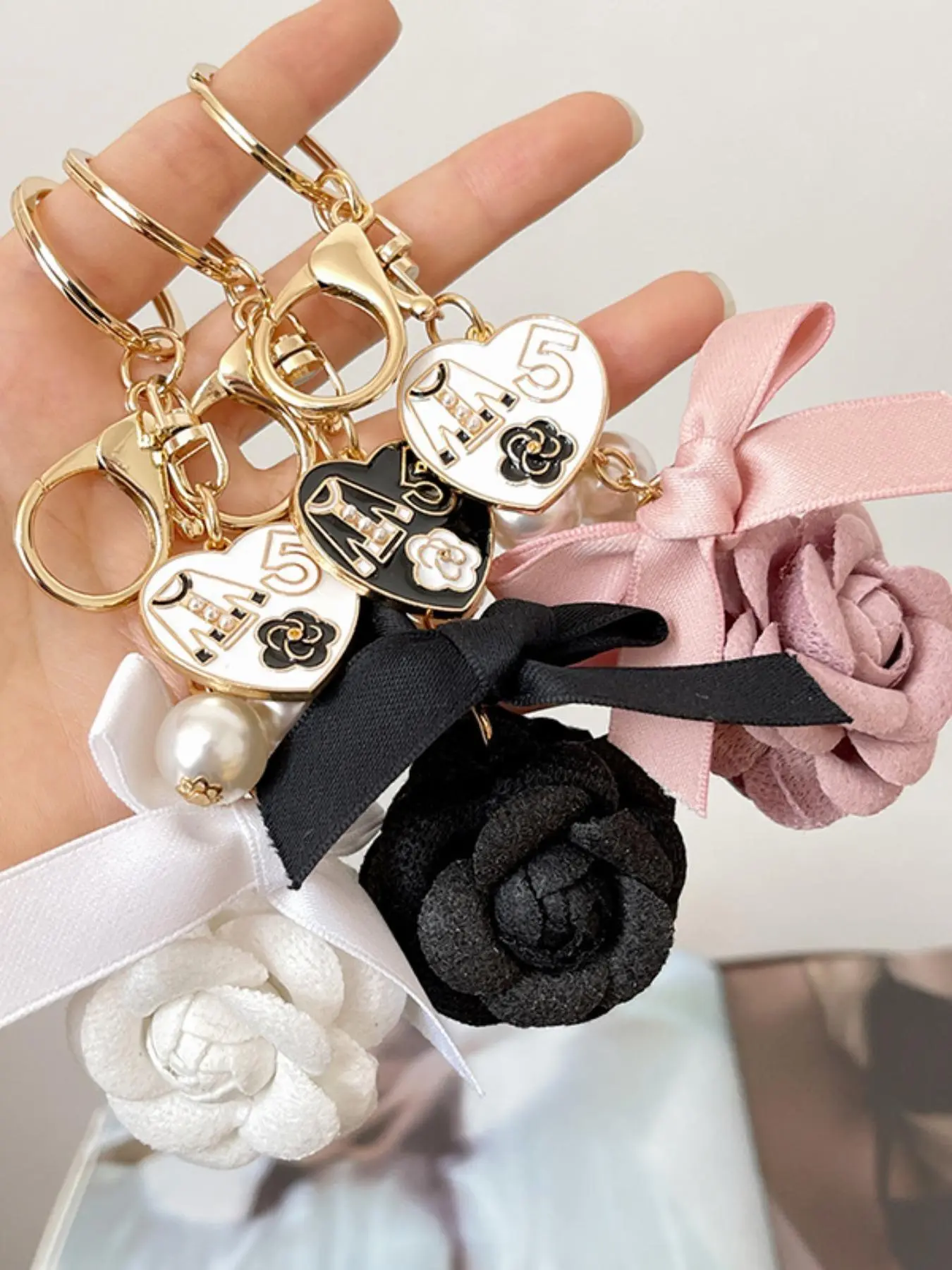 Fashionable Flower & Bowknot Design Bag Keychain, Cute Bag Charm for Women & Girls, Bag Decoration for Daily Use