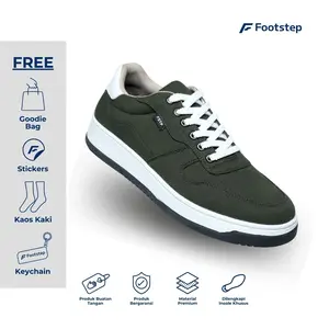 Footstep Footwear Sepatu Pria Sneakers Apollo Army Original Shoes Canvas Casual Snekers Black