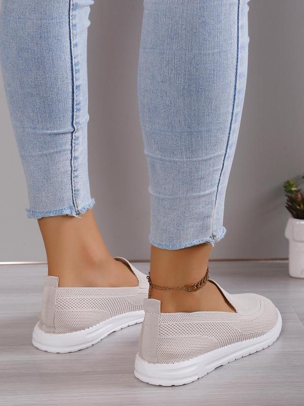 Women's 1 Pair Minimalist Casual Plain Round Toe Slip on Shoes, Lightweight Breathable Slip on Flats For Daily Wear 2