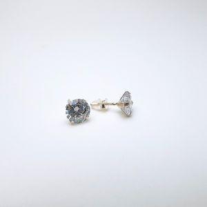 Khuyên tai bạc nụ đá Bạc Thanh Thủy lấp lánh nhỏ xinh bông tai bạc nam nữ nụ đá tròn Cucbic Zirconia size 2.5-8 li 8
