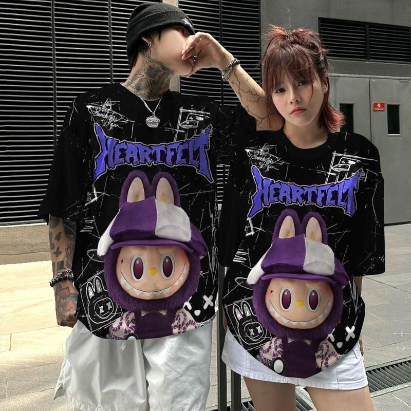 LABUBU New Cartoon Anime Couple Large Size Short-sleeved T-shirt ...