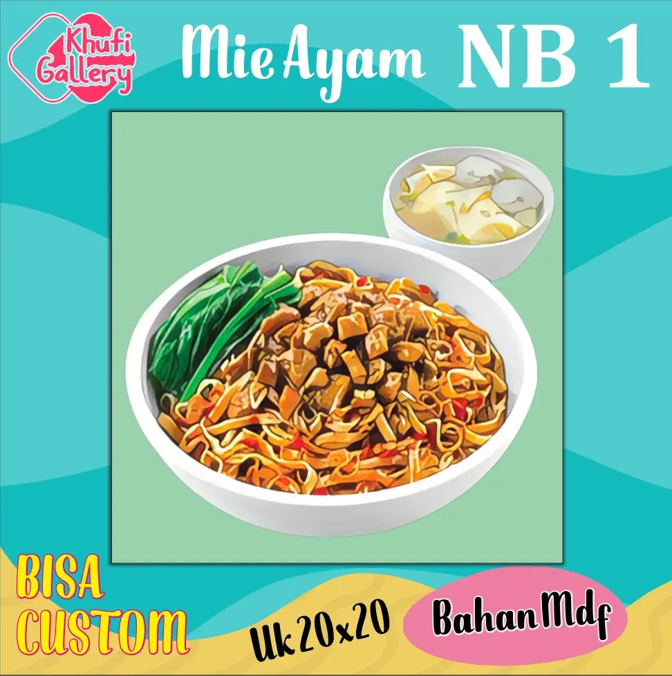 Khufi Gallery Hiasan Dinding Makanan Indonesia Mie Ayam Besi