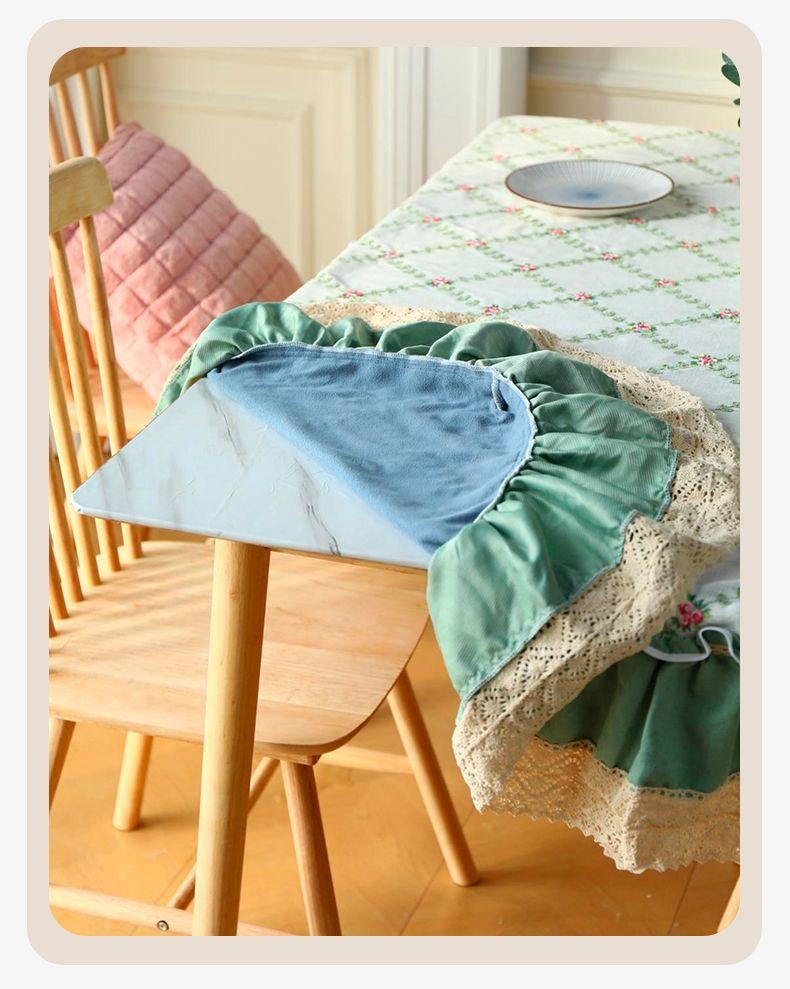 Product Introduction of 2025 New Pastoral Style Green Embroidery Tablecloth Cover Household Antifouling Heat Insulation Wear-Resistant Living Room Dining Tablecloth Coffee Table Cloth 14