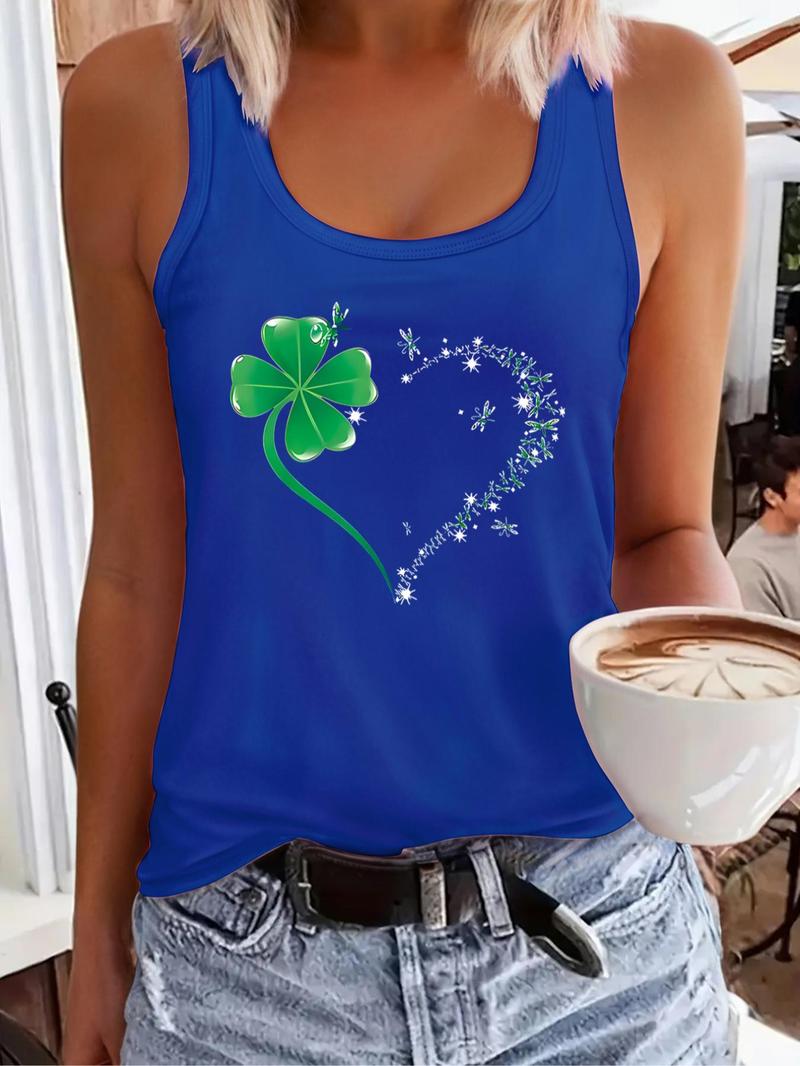 Product Introduction of Women's Heart Print Round Neck Tank Top, Casual Sleeveless Top for Daily Wear, Ladies Clothes for All Seasons 5