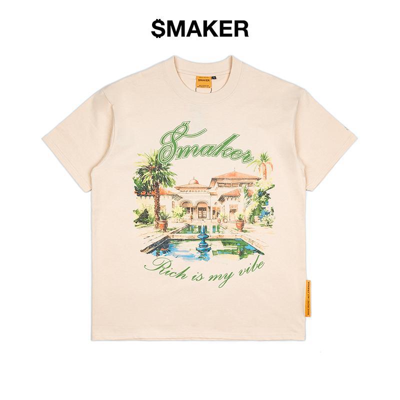   SMAKER  Áo thun 100% cotton màu kem - RICH IS MY VIBE TEE IN TAN 