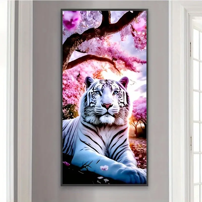 Tiger Pattern DIY Diamond Arts Colorful Painting Kit without Frame, 5D Diamond Arts Colorful Painting Kit, Wall Art Decor for Home Living Room Bedroom