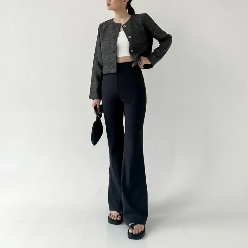 Celana Higwaist Flare Pants - Celana Flare Pants - Highwaist Kulot Cutbray 5