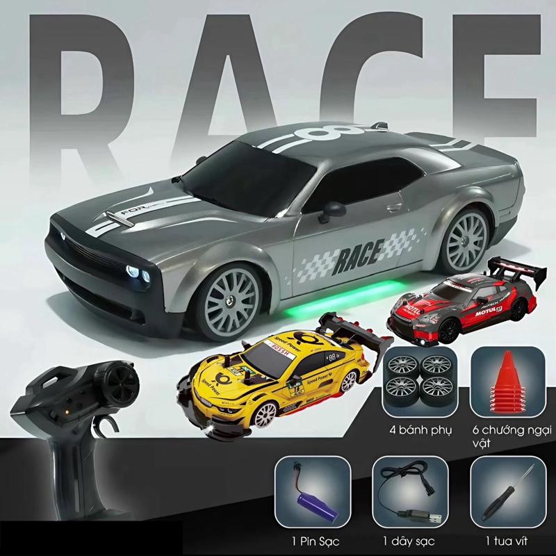 Siêu Xe đua Rc Drift racing điều khiển từ xa , tốc độ cao 25km/h , chạy 2 cầu , đèn led gầm , tặng 4 bánh phụ , pin sạc Toy Đồ Chơi Ô Tô