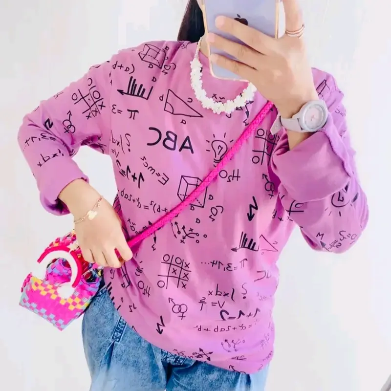 KAOS RIB LENGAN PANJANG MOTIF Basic Tee cewek 1
