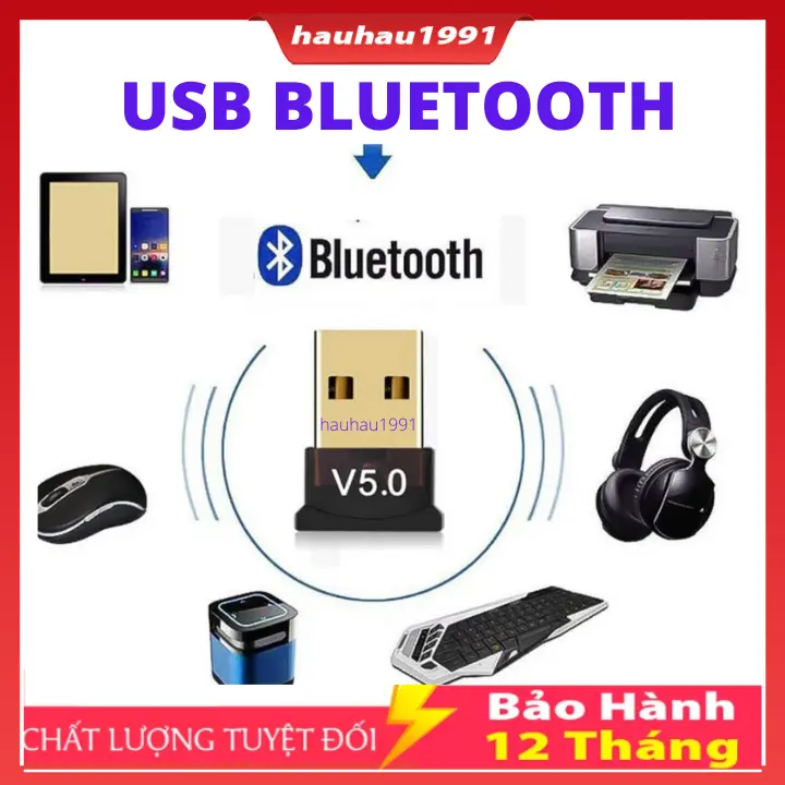 USB Bluetooth Dongle 5.0 giúp máy tính bàn, máy tính cây, Laptop thu phát sóng bluetooth tiện dụng, Bảo Hành 12 tháng