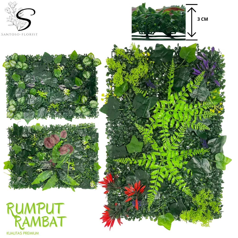 Tanaman Rumput Dinding Rambat 40 x 60 CM Daun Hijau Palsu Dekorasi ...