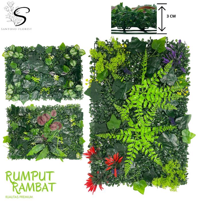 Promo Tanaman Rumput Dinding Rambat 40 x 60 CM Daun Hijau Palsu ...