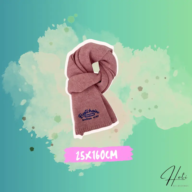 Khăn Quàng Cổ Tone Hồng Unisex, Khăn Choàng Cổ Len Xinh Xắn Giữ Ấm Phong Cách Hàn Quốc, Thời Trang Mùa Đông -HOTI 7