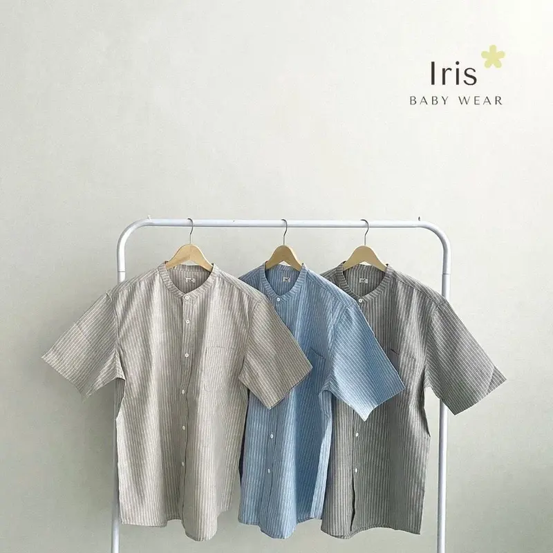 IRIS - ATASAN KEMEJA KOKO DEWASA POLOS KATUN SALUR PRIA LENGAN PENDEK KEMKO COUPLE AYAH ANAK 1