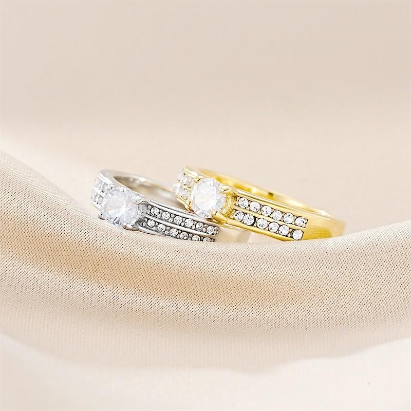 Nhẫn Thép Không Gỉ, 6mm, Hai Hàng Zircon, Phong Cách Cổ Điển Nhẫn Nữ, Thương Hiệu Thời Trang, Chất Liệu Thép Titan. 2