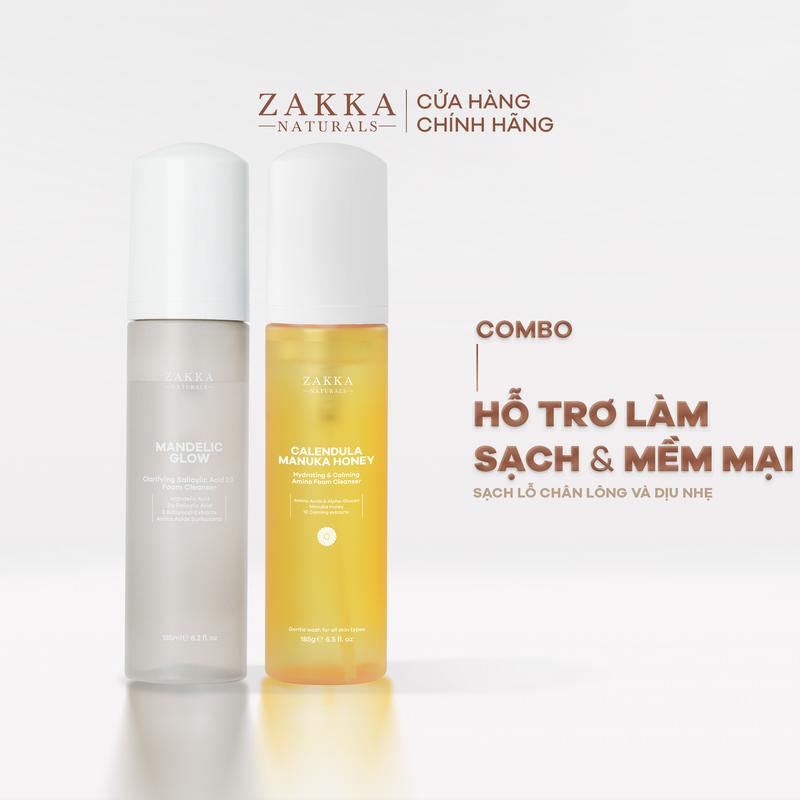Bộ Đôi Zakka Naturals Sữa Rửa Mặt Mandelic 185ml và Sữa Rửa Mặt Hoa Cúc 185g Hỗ Trợ Làm Sạch Dịu Nhẹ và Giúp Da Sáng Mịn Hơn Sau Khi Rửa