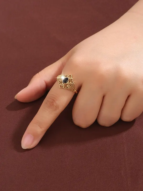 Elegant Artificial Zircon Decor Flower Design Ring for Women, Fashion Jewelry for Party, Daily Decor, Trendy All-match & Exquisite Jewelry for Gift 5