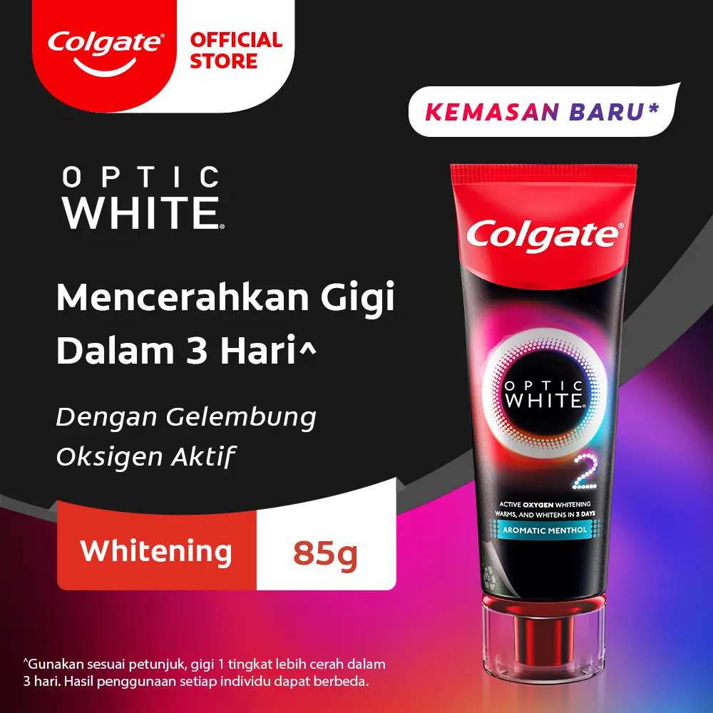 Colgate Optic White O2 Pasta Gigi Pemutih Aromatic Menthol 85gr Mencerahkan Pembersihan