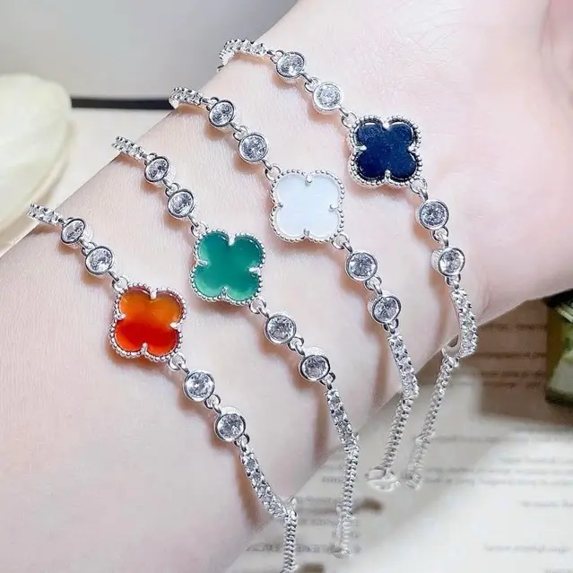 Lắc tay bạc  8li và 10li thân đá cứng Sol Silver