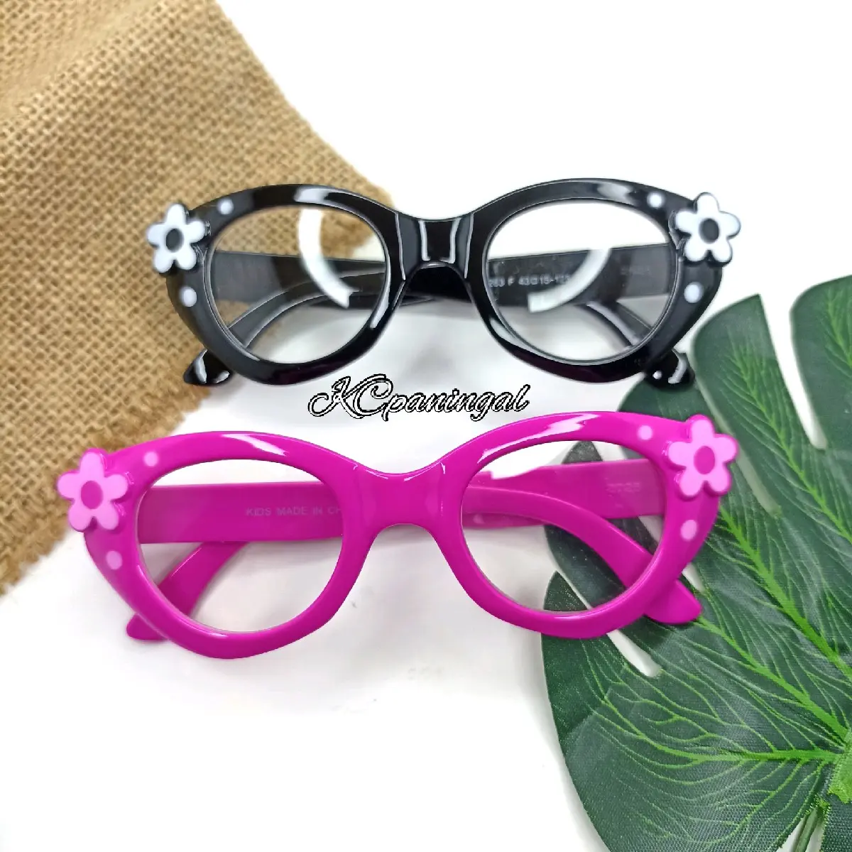 Kacamata anak cewek model cat eye motif bunga ( 1-9 th)