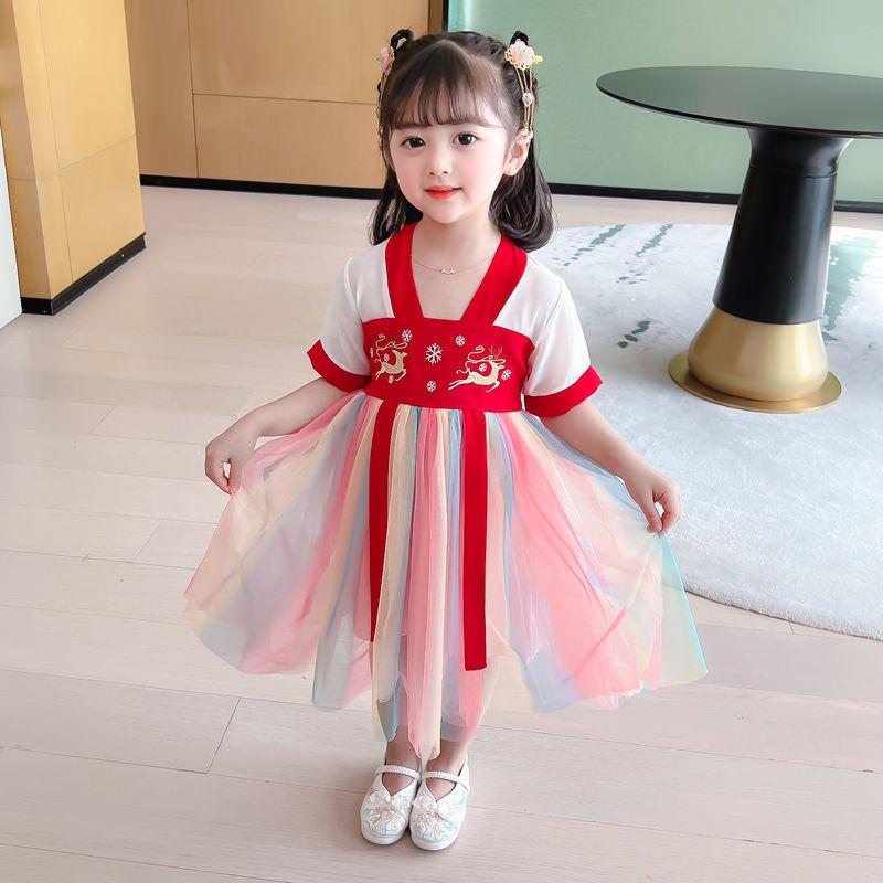 Product Introduction of Hanfu Girl's Thin Dress Tang Suit Summer Chinese Style Baby Children's Clothing 22