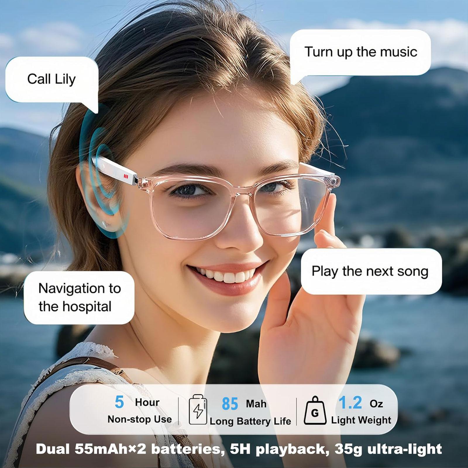 Smart AI translation audio glasses, real-time app translation in over 160 languages, light-sensitive color-changing lenses - Image 2