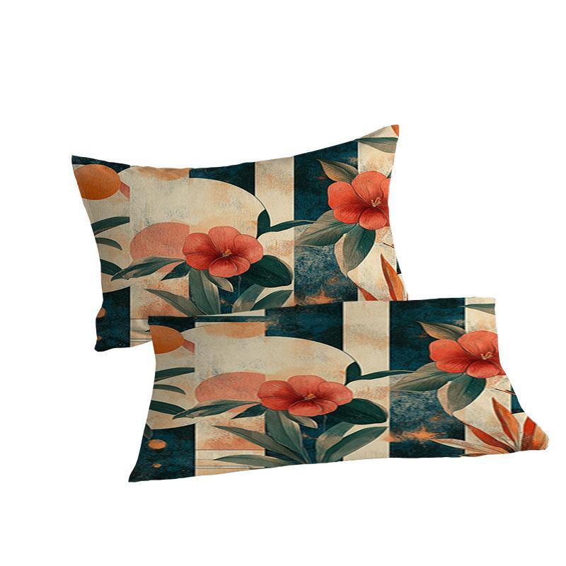 Floral Print Duvet Cover Set, 1 Set Including 1 Duvet Cover & 2 Pillowcases without Filler, Soft Comfortable Bedding Set for Home Bedroom 2