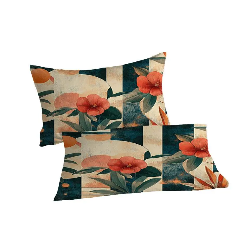 Floral Print Duvet Cover Set, 1 Set Including 1 Duvet Cover & 2 Pillowcases without Filler, Soft Comfortable Bedding Set for Home Bedroom 2