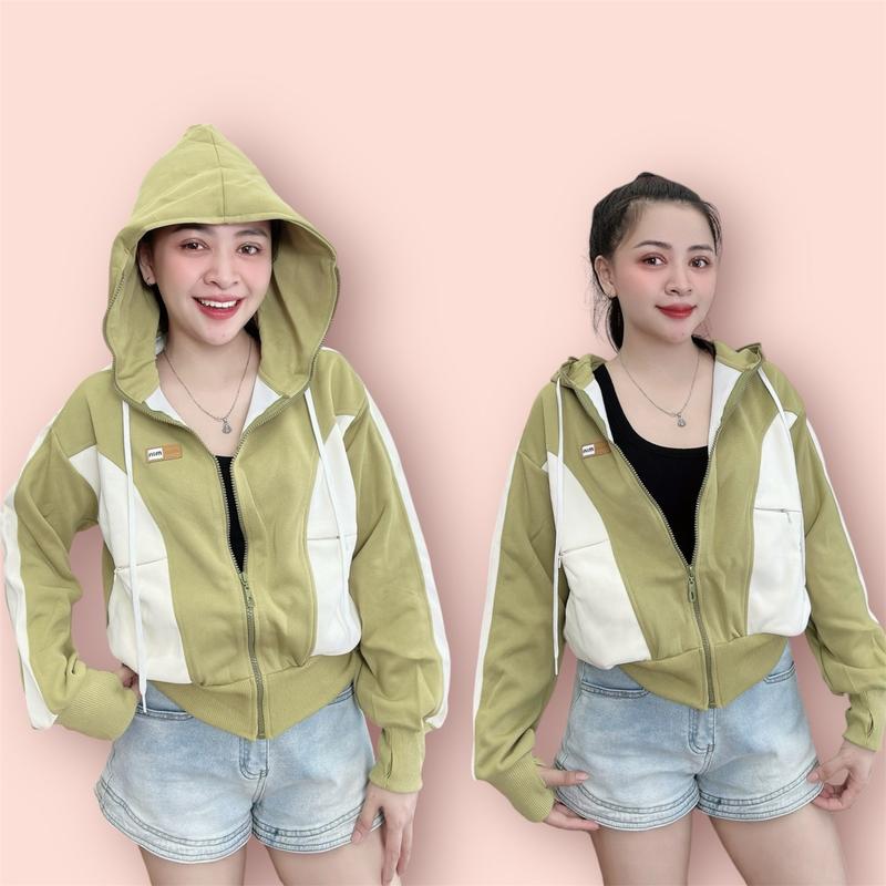 Áo khoác nữ, Mix 2 màu, Vải thun 2 da, vải dày dặn, chống nắng, 6 túi -2D 6