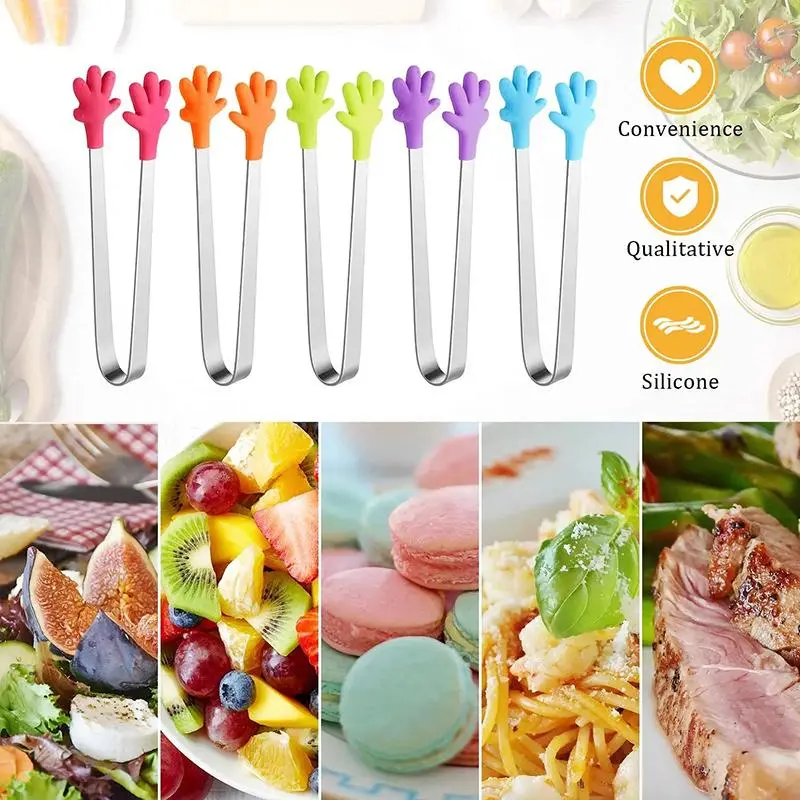 Silicone Mini Tongs (1 Piece), 5in Hand-shape Food Tongs for Ice Cube, Sugar Tongs, Kids Tongs for Serving Food, Household Kitchen Products, Kitchen Utensils, Kitchen Gadgets 5