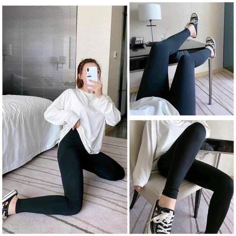 ￼Quần legging dài lót lông siêu ấm, cạp cao gen bụng nâng mông chất liệu umi cao cấp 0