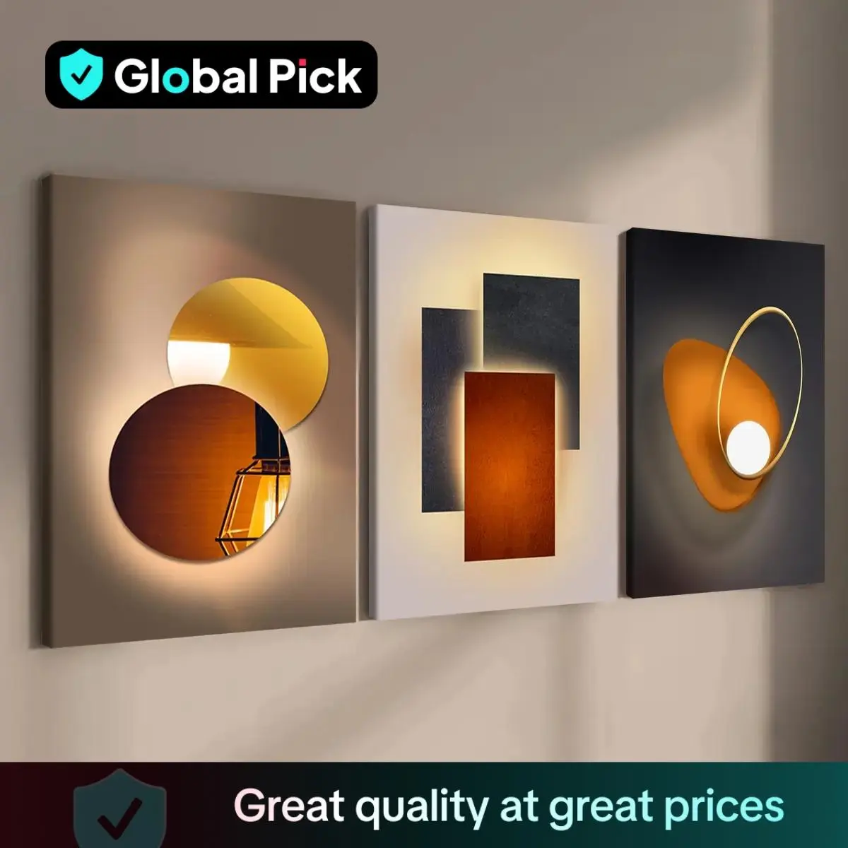 Wooden Framed Canvas Painting, 3 Counts Multi-Dimensional Effect Spray Painting Poster, Wall Art Decor for Home Living Room Bedroom Office, Valentine's Day Gift, Interior, Artistic Design Decoration