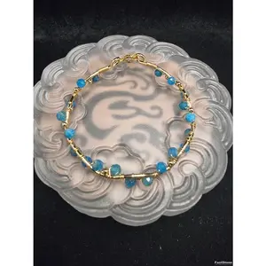 Gelang Bangle Batu Apatite Cutting Chrome 14K Gol 4.2mm C952