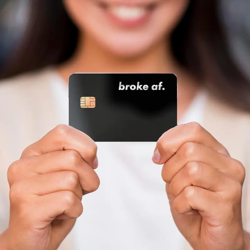 Broke AF Credit Card Skin Sticker, 4 Counts/set Ultra-thin Waterproof & Scratch Resistant Card Sticker, Personalized Bank Card Skin Protector 6