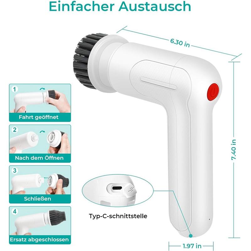 Electric Cleaning Brush, Electric Scrubber, Cleaning Device with 7 Replaceable Cleaning Heads, Rotary Scrubber 1