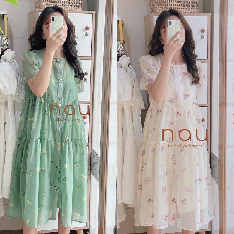  Đầm voan hoa suông rộng 